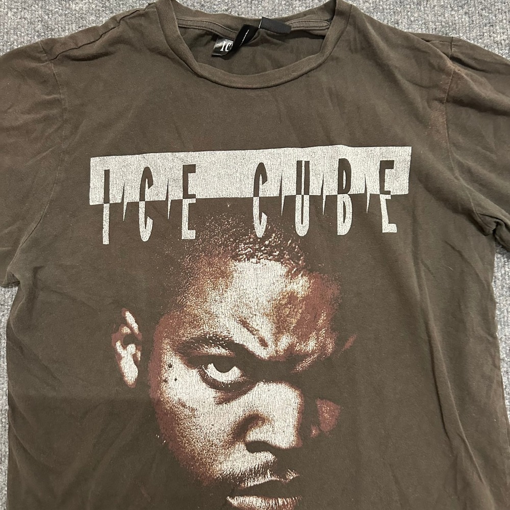 Ice Cube T-Shirt Mens Size S Brown Graphic Hip Hop Rap Tee Short Sleeve Crewneck